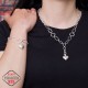Сребърно колие с кръгли елементи и елементи безкрайност и медальон сърце