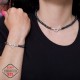 Колие от естествена синя перла със сребърна закопчалка сърце с циркони