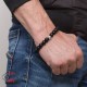 Гривна от черен матов оникс 10 mm със сребърен череп