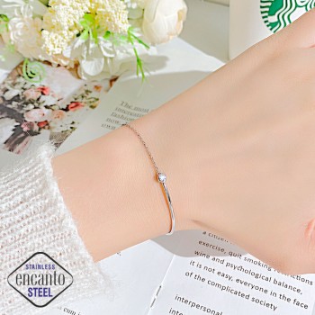 Стоманена синджирна гривна – кубичен циркон