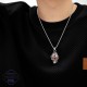 Стоманено колие с череп и червени циркони